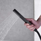 Bathroom Freestanding Waterfall Tub filler Matte Black Floor Mount Faucet with Hand Shower W122453938