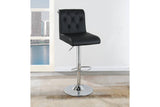 ZUN Adjustable Bar stool Gas lift Chair Black Faux Leather Tufted Chrome Base Modern Set of 2 Chairs HS00F1644-ID-AHD