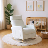 Chenille Upholstered Rocking Chair with Metal Legs and Side Storage Pocket Modern Comfort & 60836543