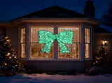 Pre-lit Outdoor Giant Bowknot Christmas Decoration, Lighted Metal Frame with 124 Green LED Lights, 98114794