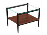 Set of 2 Rectangle End Table, Tempered Glass Tabletop with MDF layer, Modern Table for Living Room , W241P184246