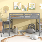 ZUN Full Loft Bed with Platform,ladder,Grey 72919783