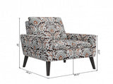 Enna Accent Arm Chair in Amber Damask Pattern with Dark Brown Solid Wood Legs B127P409852