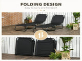 Black Set of 2 Folding Pool Chairs Chaise Lounge with 5-Level Reclining Back, Steel Frame for 05855396