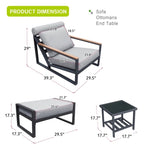 ZUN Recliner Patio Chair with Cushions and Ottoman,Waterproof Fabric Soft Cushions with Aluminium Frame W1889109347