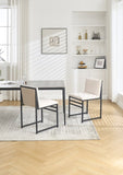 Modern Dining Chairs set of 2, Upholstered Linen cushions and backrest with minimalist craft iron W1249P257011