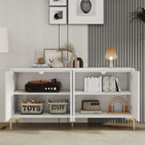 Multi-Functional Storage Cabinet,Four-Door Sideboard with unique texture,Adjustable Shelves, W2696P279989