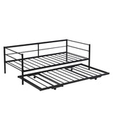 Twin Size Metal Daybed with Adjustable Trundle, Pop Up Trundle, Black 55665672