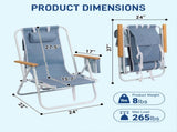 4-Position Adjustable Backpack Beach Chair, Foldable Rustproof Aluminum Frame Lounge Chair with 97614043