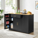 53 inch Large Kitchen Island with Trash Can Storage Cabinet, Islands Table with Drawer and W1820P266160