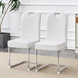 A set of 4 white thickened dining chairs with built- in spring packages and ergonomic W3226P279079