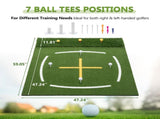 5'x4' Golf Hitting Mat with Cross Stance Guide, Indoor Outdoor Golf Practice Mat with 7 Tee W1422P449907
