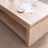 Modern Wood Coffee Table with Beaded Trim 47" Rectangular Coffee Table with Open Storage Shelf, W2729P298164
