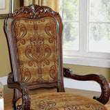 ZUN Formal Traditional Cherry Set of 2pc Arm Chairs Room Brown Damask Print Fabric Solid wood B011P143312