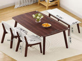 1 Table 2 Chairs 1 Bench Dining Set, Rubber Wood Frame with Beige Upholstered Seats, Deep Walnut 24362800