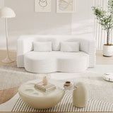 ZUN Modern Floor Sofa with 2 Pillows,Convertible Teddy Fabric Foam-Filled Sleeper Sofa Bed,15" Full Size W1885P190390