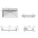 30" x 18" Solid Surface Wall Mount Rectangle Matte White Vessel Sink with Faucet Hole W3034P280638