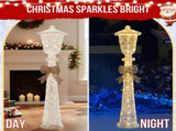 5FT Lighted Lamp Post with Bowknot Christmas Decorations, Pre-lit Holiday Decor with 110 Warm White 66775810