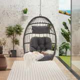 ZUN Outdoor Garden Rattan Egg Swing Chair Hanging Chair Wood W874107307