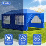 ZUN 10'x20' Outdoor Party Tent with 6 Removable Sidewalls, Waterproof Canopy Patio Wedding Gazebo, Blue 53823303