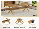 71 * 35.4 inch wood MDF splicing desktop, light wood MDF splicing desktop, wood sprayed metal W1151P434795