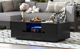 U-Can Modern High Glossy Rectangle Coffee Table, Stylish Center Table with Storage Space, Accent N724P294656B