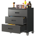 ZUN Heavy-Duty Metal Storage Cabinet with Wheels - 3 Drawer Tool Cabinet for Garage, Office, and Home T2398P242683