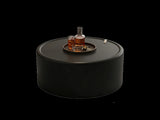 Black Round Coffee Table with Tempered Glass Top, PU Leather Body & Hidden Storage for Living Room, W3081P442392