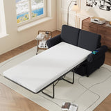 ZUN 57.9" Orisfur Pull Out Sofa Bed Loveseat Sleeper with Twin Size Memory Mattress with Two USB Ports N719P210624B