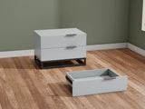 22" Grey white Nightstand with 2 Drawer , Small Dressers for Closet, Wood Storage Cabinet for W2948P245251
