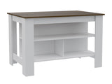Rockaway 3-Shelf Kitchen Island White and Walnut B06280055