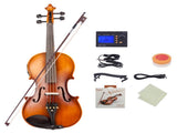 4/4 Solid Wood EQ Violin Case Bow Violin Strings Shoulder Rest Electronic 22611277