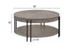 ZUN 1pc Contemporary Round Coffee Table with Storage Shelf Black Brown Tan / Beige Finish Living Room B011P245444