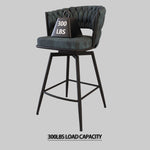 ZUN 26" Bar Chair Suede Woven Bar Stool Set of 2,Black legs Barstools No Adjustable Kitchen Island W2189P180367