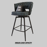 ZUN 26" Bar Chair Suede Woven Bar Stool Set of 2,Black legs Barstools No Adjustable Kitchen Island W2189P180367