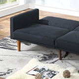 ZUN Modern Electric Look 1pc Convertible Sofa Couch Black Linen Like Fabric Cushion Clean Lines Wooden HS00F8504-ID-AHD