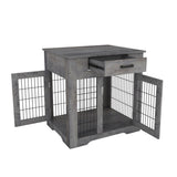 ZUN Furniture Style Dog Crate End Table with Drawer, Pet Kennels with Double Doors, Dog House Indoor 23430184