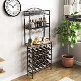 ZUN Industrial Wine Rack Bar Table, 3-Tier Liquor Bottle Glass Holder with Storage Shelves, Metal W2167P202388