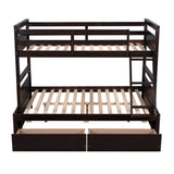 ZUN Twin over Full Bunk Bed with Storage - Espresso 18115041