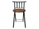 Indoor Metal Folding Stool with Slat Back and Microfiber Seat 93793101
