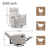 ZUN Modern Upholstered Rocker Nursery Chair Plush Seating Glider Swivel Recliner Chair, Beige 06954011