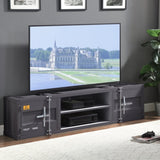 ZUN Gunmetal TV Stand with 2 Open Shelves B062P186512