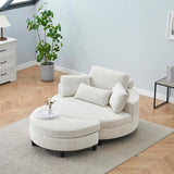51-inch beige corduroy sofa with two throw pillows and a waist pillow with an extra tray for W1658P143720