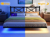 Queen Size Floating Bed Frame with Headboard and Storage, Full Size Platform Bed Frame with USB 90559466