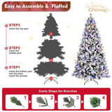 ZUN 8FT PE+PVC Floceked Christmas Tree with Easy Power & Memory Wire Technology, 470 Dual-Color LEDs W1773P215578