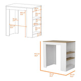 Highlands Kitchen Island with Storage Base in White and Macadamia B062111735