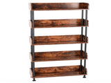 5-Tier Industrial Bookshelf, Open Rustic Brown Bookcase with Metal Frame, Freestanding Display W3101P574173
