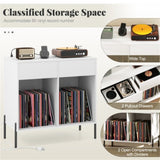 Record Player Storage Stand - Customizable Vinyl Compartments, Built-in Charging Station, Metal Legs 29585110
