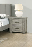 Bedroom Furniture Rustic Light Grey Simple 1pc Nightstand 2-Drawers Bed Side Table Solidwood B011P236769