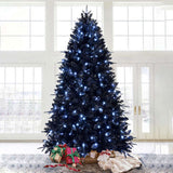 5ft Black Christmas Tree with 250 White LED Lights, 1076 Tips PEPVC Artificial Tree for Halloween & 78139816